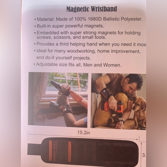 Magnetic Wristband, New in box, it’s like another hand! Helps hold tools! - Picture 5 of 5